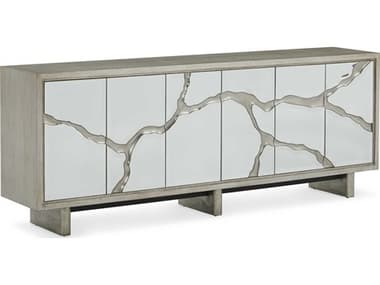 John Richard Revne 90" Oak Wood Silver White Sideboard JREUR040785