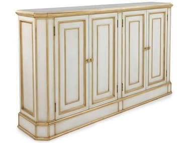 John Richard Vallejo 74" Beech Wood Antique Beluga Distressed Gold Sideboard JREUR040827