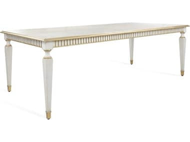 John Richard Vallejo Rectangular Wood White Washed Distressed Gold Dining Table JREUR100134