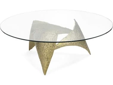 John Richard 31" Round Glass Golden Bronze Coffee Table JRJFD0280