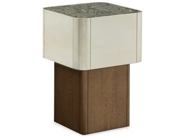 John Richard Napoli 14" Square Glass Cote Walnut Silver Champagne End Table JRJFD0368