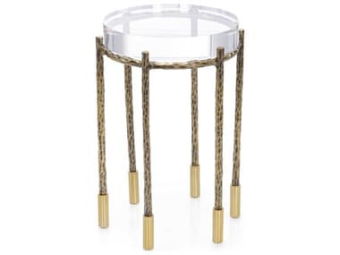 John Richard Pomona Round Acrylic Antique Brass End Table JRJFD0401