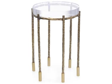 John Richard Pomona Round Acrylic Antique Brass End Table JRJFD0402