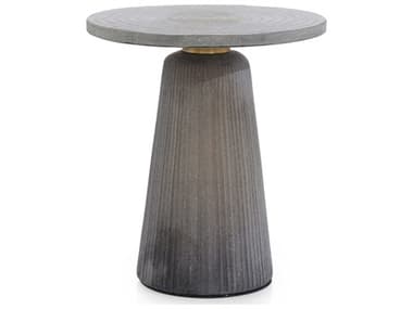 John Richard Radiare Round Wood Gray Gold End Table JRJFD0411