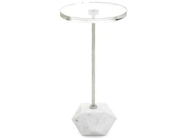 John Richard Facet Round Antique Silver Leaf End Table JRJFD0412