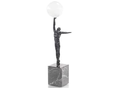 John Richard Gray Male Figure Balancing Selenite Ball Sculpture JRJRA11878