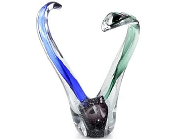 John Richard Blue 13'' Swirls of Color Glass Sculpture JRJRA13006
