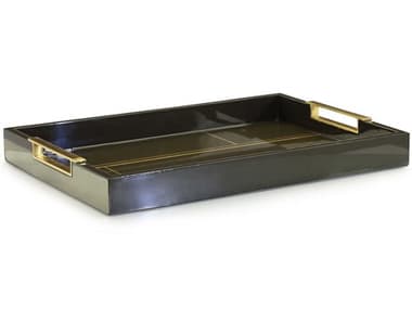 John Richard Black Tenebra Serving Tray with Brass Handles JRJRA14575