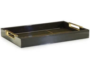 John Richard Black Tenebra Serving Tray with Brass Handles JRJRA14576