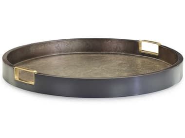 John Richard Dark Brown Tenebra Serving Tray with Brass Handles JRJRA14577