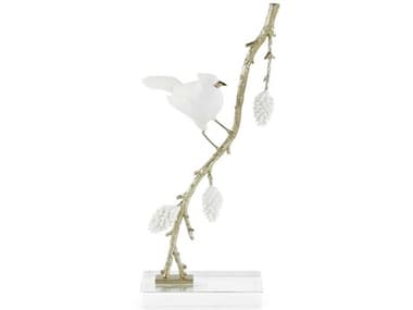 John Richard White / Gold Porcelain Bird on Pine Branch-I Sculpture JRJRA15056