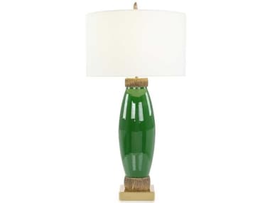 John Richard Aurelian Emerald Brass Green Glass Buffet Lamp JRJRL10754