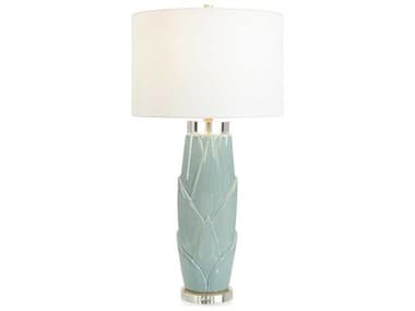 John Richard Lush Leaves Earthy Green White Linen Buffet Lamp JRJRL10791