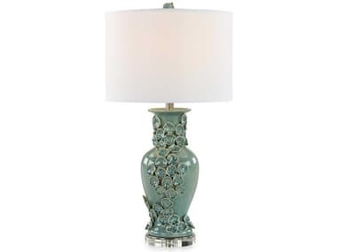 John Richard Kai Blue Green White Linen Buffet Lamp JRJRL10909