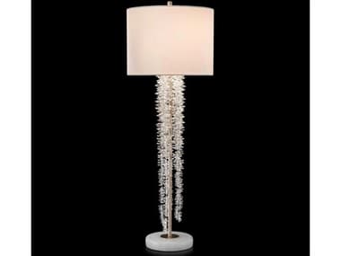 John Richard Cascading Crystal Waterfall Buffet/Table Antique Silver Buffet Lamp JRJRL9394