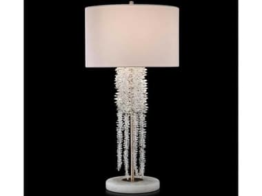 John Richard Cascading Crystal Waterfall White Alabaster and Antique Silver Buffet/Table & Buffet Lamp JRJRL9395