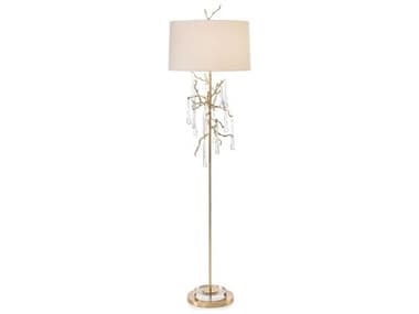 John Richard Crystal Drip Antique Brass Clear Floor Lamp JRJRL9880