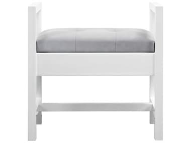 James Martin Addison 24" White Fabric Upholstered Accent Bench JSE444BNCHGW
