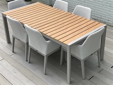 Schnupp Patio Marbella Aluminum Faux 87''W x 40''D Rectangular Dining Table JV17DTFAUX87