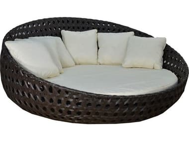 Schnupp Patio Round Cushion Wicker Brown 83'' Round Lounge Bed JVSP3583B