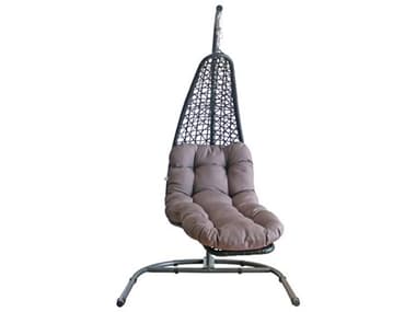 Schnupp Patio Cloud Aluminum Wicker Black Swing Chair with Stand JVSP36B
