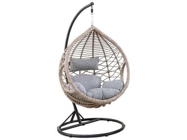 Schnupp Patio Egg Aluminum Wicker Natural Swing Chair with Stand JVSP37N