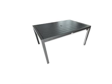 Schnupp Patio Aruba Aluminum Charcoal 60''W x 40''D Rectangular Dining Table with Umbrella Hole JVSP63R6340C