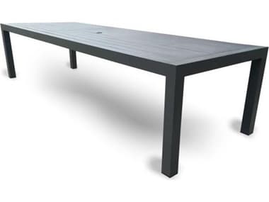 Schnupp Patio Aruba Aluminum Charcoal 126''W x 42''D Rectangular Dining Table with Umbrella Hole JVSP63RECC