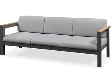 Schnupp Patio Cali Cushion Aluminum Charcoal Sofa with Teak Arm JVSP75SC