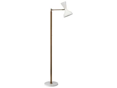 Jamie Young Pisa 64" Tall White Lacquer Antique Brass Floor Lamp JYC1PISAFLWH