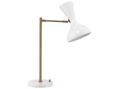 Jamie Young Pisa White Lacquer Antique Brass Desk Lamp JYC1PISATLWH
