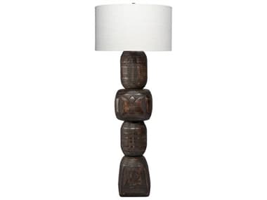 Jamie Young Totem 62" Tall Dark Black Light Natural Polyester Linen Drum Shade Floor Lamp JYC1TOTEFLDK