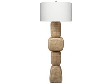 Jamie Young Totem 62" Tall Bleached Light Natural Polyester Linen Drum Shade Brown Floor Lamp JYC1TOTEFLNA