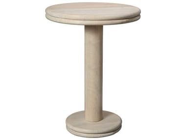 Jamie Young 31&quot; White Bleach Round Wood Bar Table JYC20BOURBTBW