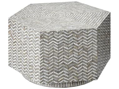 Jamie Young Brando 32" Hexagon Mother of Pearl Grey Coffee Table JYC20BRANCTGR