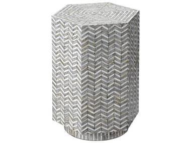 Jamie Young Brando 16" Hexagon Mother of Pearl Grey End Table JYC20BRANSTGR