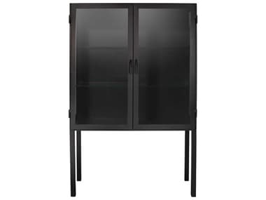 Jamie Young Black Iron & Clear Glass Bar Cabinet JYC20CHAUCABBK