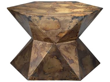 Jamie Young Crown Hexagon Acid Washed Metal End Table JYC20CROWLGAW