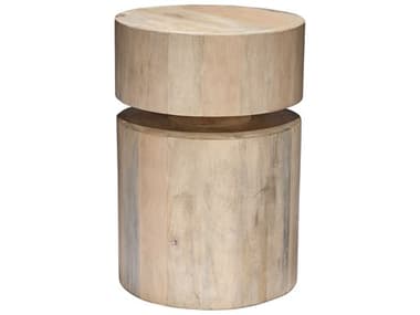 Jamie Young Dylan 13" Round Wood White Wash End Table JYC20DYLASTWW