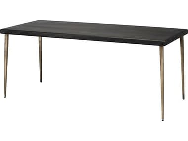 Jamie Young Farmhouse Rectangular Dark Wood Antique Silver Legs Dining Table JYC20FARMDTDW