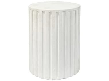 Jamie Young Round Cement White Concrete End Table JYC20FLUTSTWH