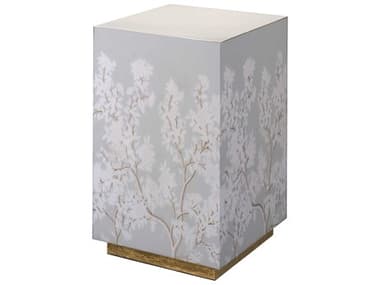 Jamie Young Garland Floral 14" Square Grey End Table JYC20GARLSTDO