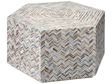 Jamie Young Hepburn 36" Hexagon Mother of Pearl Grey Coffee Table JYC20HEPBCTMOP