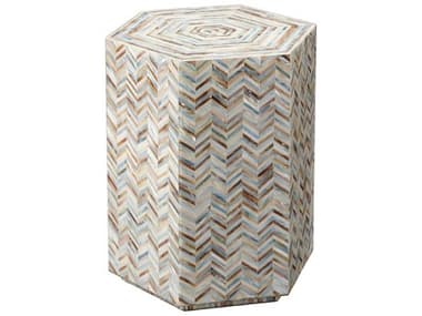 Jamie Young Hepburn 19'' Hexagon Mother of Pearl Grey End Table JYC20HEPBSTMOP