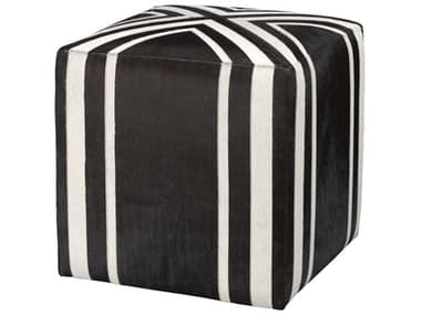 Jamie Young Espresso Hide White Stripes Black Leather Ottoman JYC20NANTOTES