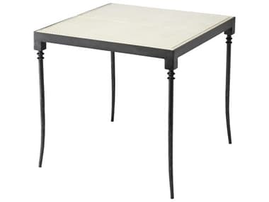 Jamie Young 25" Square Off White Leather Black End Table JYC20NEVASTOW