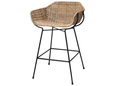 Jamie Young Natural Rattan & Black Steel Counter Stool JYC20NUSACSNA