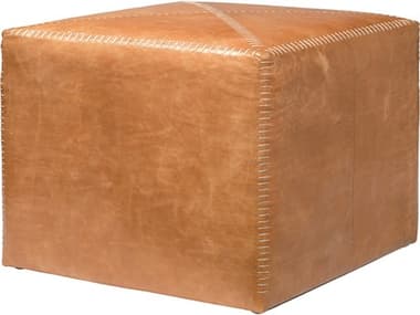 Jamie Young Buff Leather Tan Upholstered Ottoman JYC20OTTOLGLE