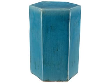 Jamie Young Porto Hexagon Azure Ceramic End Table JYC20PORTLGAZ