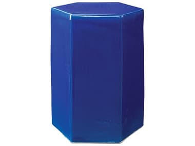 Jamie Young Porto Hexagon Ceramic Cobalt Blue End Table JYC20PORTLGCO